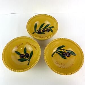 Williams Sonoma Olive Oil Dipping Bowls Mustard Color Set of 3